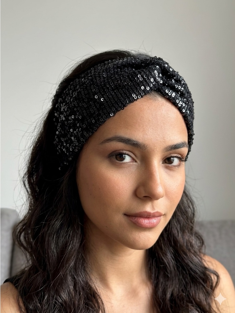 Zara Black Sequin Twist Headband